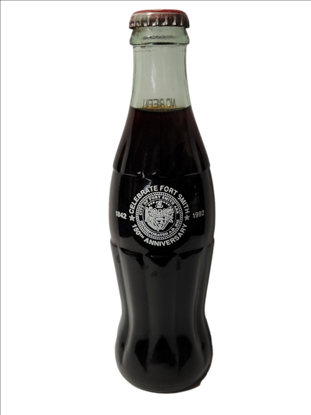 Commemorative Soda Bottle with Dark Liquid - Celebrate Fort Smith 1842-1992